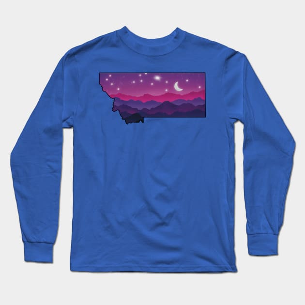 Montana mountains at night Long Sleeve T-Shirt by LM Designs by DS